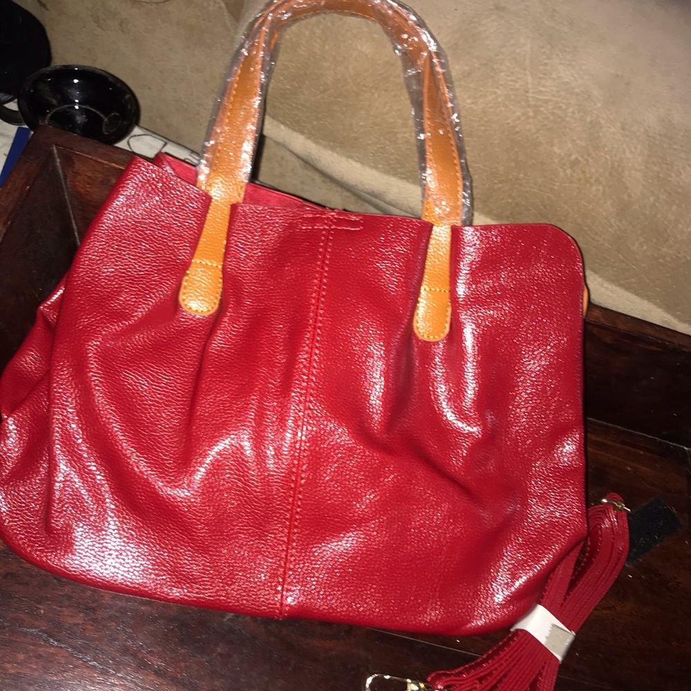 Red and brown purse brand new